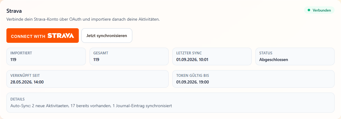 Die Strava-Karte in den Einstellungen